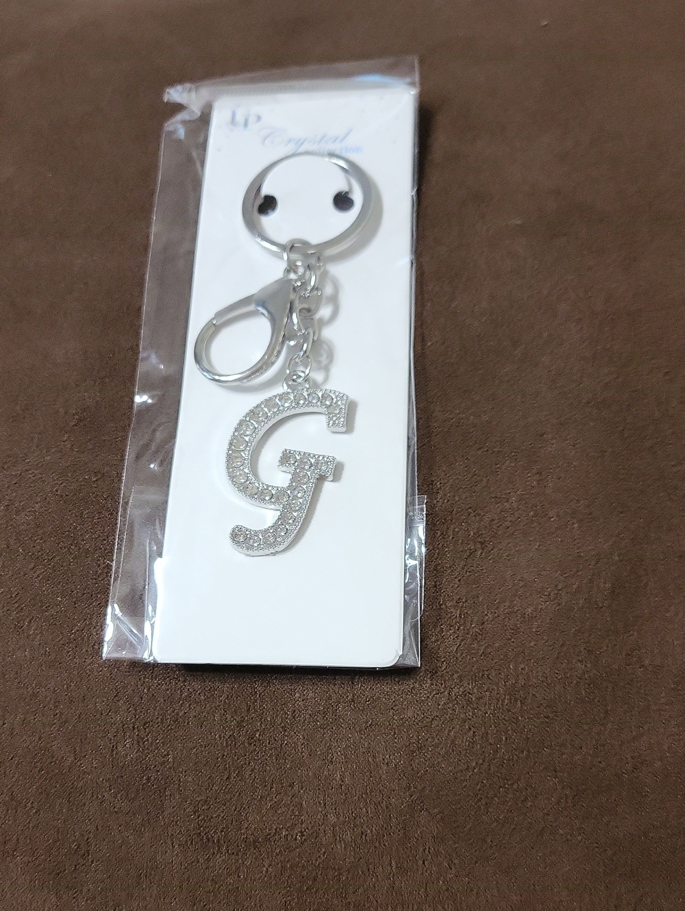 Crystal Initial G Keychain - Silver